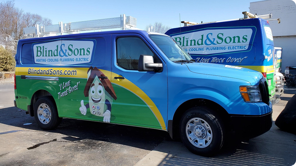 Blind & Sons service vehicle in a parking lot