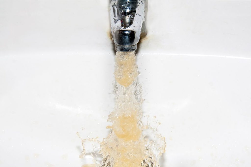 Brown water coming out of sink faucet